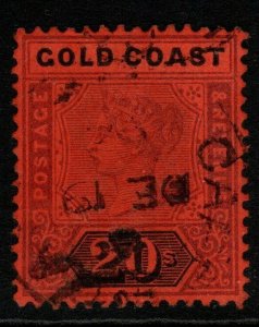 GOLD COAST SG25 1894 20/= DULL MAUVE & BLACK/RED USED