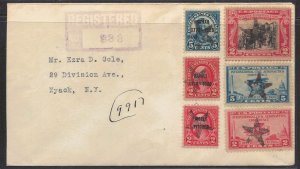United States 6 Star Cancelled Stamps on 1929 Registered Cover