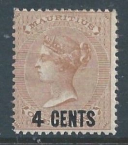 Mauritius #51 Mint No Gum 1p Queen Victoria Surcharged 4 Cents