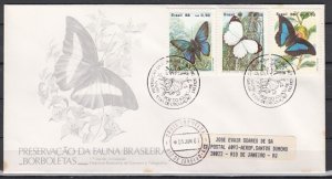 Brazil, Scott cat. 2048-2050. Butterflies issue. First day cover. ^