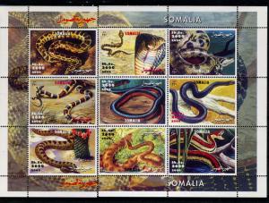 Somalia 2000 Reptiles SNAKES Sheet (9) Perforated Mint (NH)