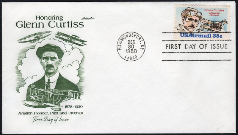 SC#C113 33¢ Alfred Verville: Aviation Pioneer FDC: Artmaster (1985) Unaddressed
