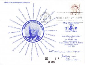 American Battleship Assn FDC #1869 Admiral Chester W Nimitz Navy WWII PTO 1985