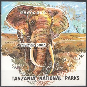 B0981 1993 Tanzania National Parks Africa Fauna Wild Animals Elephants 1Bl Mnh