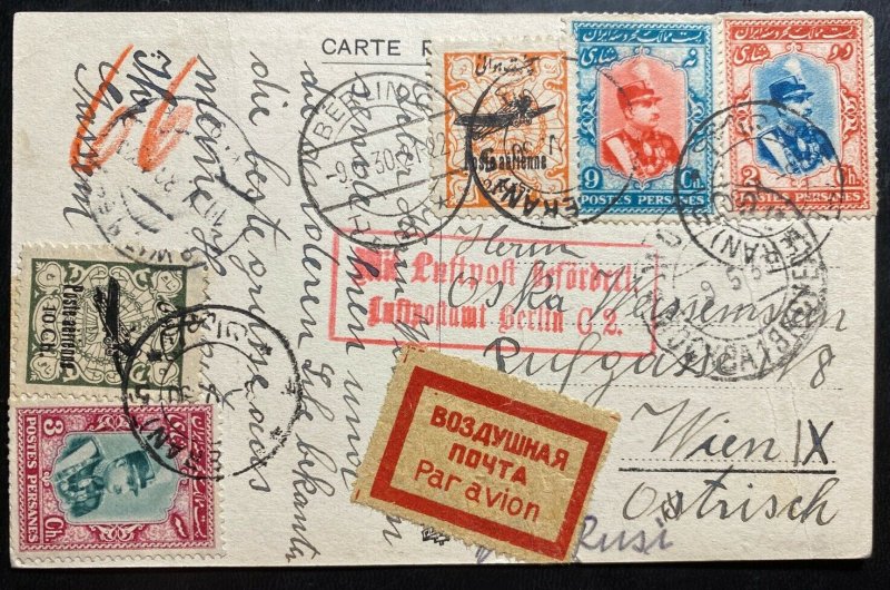 1930 Middle East  RPPC Postcard Airmail cover to Vienna Australia Via Moscow