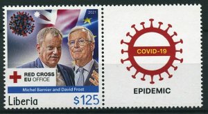 Liberia 2021 MNH Medical Stamps Corona Leaders Barnier Frost 1v Set + Label