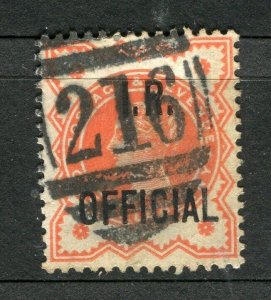 BRITAIN; 1890s early classic QV REVENUE OFFICIAL Optd. issue used 1/2d. POSTMARK