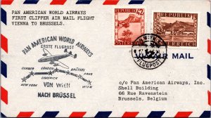 FFC Austria 1946 - Pan Am World Airways - Vienna to Brussels - F32433