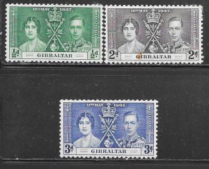 Gibraltar 104-106: George VI and Queen Mary, MH, VF