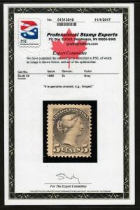 #42  5c Victoria - Nice CLEAN (Mint HINGED) PSE Certified  cv$230.00