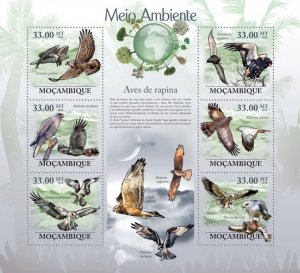 MOZAMBIQUE - 2010 - Raptors - Perf 6v Sheet - Mint Never Hinged