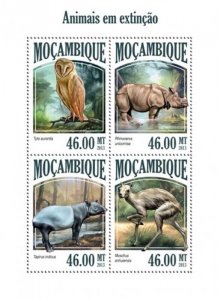 Mozambique - 2013 Endangered Species  4 Stamp Sheet 13A-1380