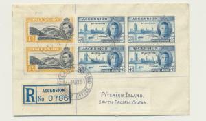 ASCENSION TO PITCAIRN IS 1947 REG COVER, NY TRANSIT 1951 ARRIVAL CDS, 2sh RATED