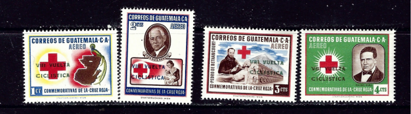 Guatemala C295-98 MNH 1964 Bicycle Race Overprint