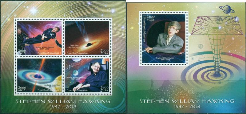 Stephen Hawking In Memoriam Physics Space Science Madagascar MNH stamp set