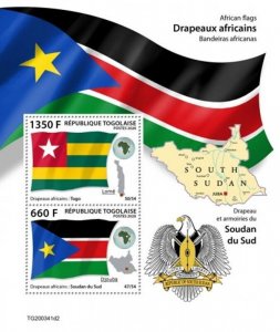 Togo - 2020 African Flags - 2 Stamp Souvenir Sheet - TG200341d2