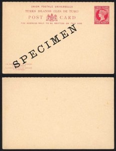 Turks and Caicos QV 1d Carmine Reply Card Opt SPECIMEN