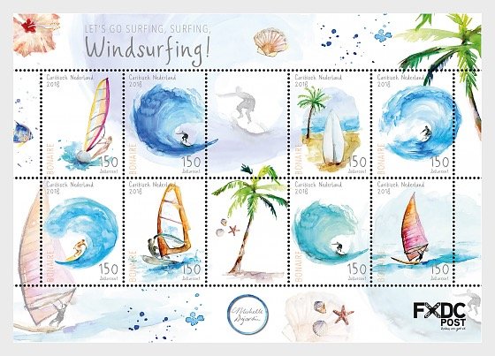 Stamps 2018 Caribbean Netherlands - Windsurfing (Bonaire) - Miniature Sheet