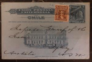 1908 Santiago Chile Postal Stationary Postcard cover To Sydney Australia