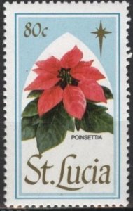 Saint Lucia 930 (mnh) 80c Christmas flowers: poinsettia (1988)