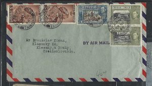 TRINIDAD & TOBAGO COVER (P3009B)1948 KGVI SW 3CX2+6C+24CX2 A/M TO CZECHOSLOVAKIA