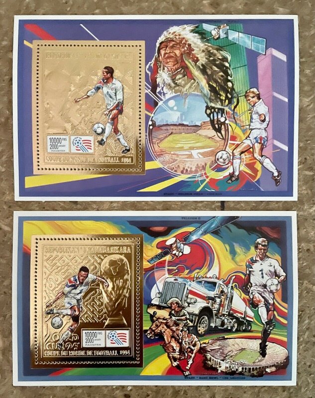 Stamps Gold Deluxe Block + S/S Football Worldcup USA 94 Madagascar Perf.-