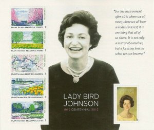 Lady Bird Johnson Collectible - Stamps Sheet of Six Stamps Scott 4716