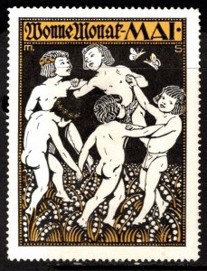 Vintage Germany Poster Stamp Wonne Monat Mai (Children Dancing)