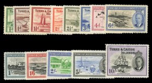 Turks & Caicos Islands #105-117 Cat$97.40, 1950 George VI, complete set, hinged