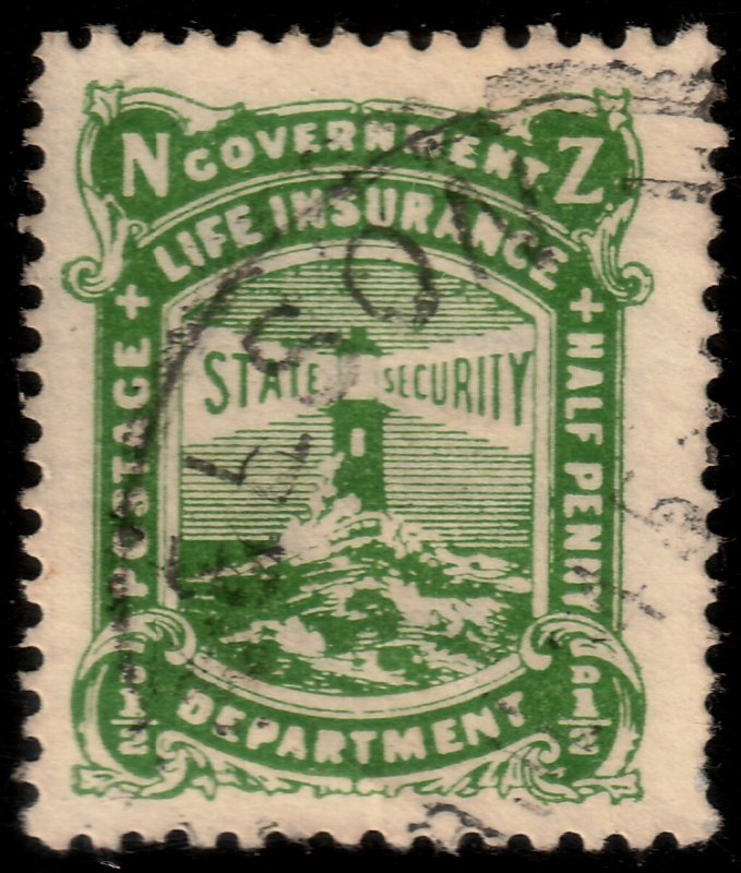 ✔️ NEW ZEALAND 1932- LIGHTHOUSE LIFE INSURANCE - SC.  OY11 (o)