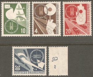 GERMANY BUND Sc# 698 - 701 MH FVF Set4 Train Ship Airplane Dove Automobiles