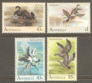 AUSTRALIA Sc# 1203 - 1206 MNH FVF Set4 Stork Goose Swan Birds