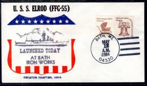 US USS Elrod Launch 1984 Ship Cover