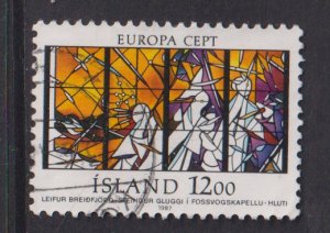Iceland  #639  used  1987  Europa  12k  stained glass window