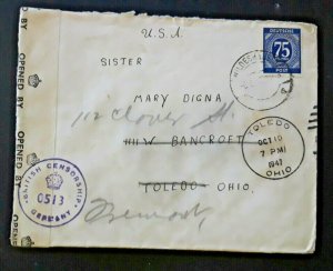 1947 Wildeshausen Germany To Notre Dame Convent Toledo OH British Censor Cover