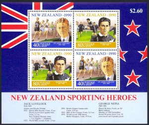 New Zealand Sc# B138a MNH Souvenir Sheet 1990 Athletes