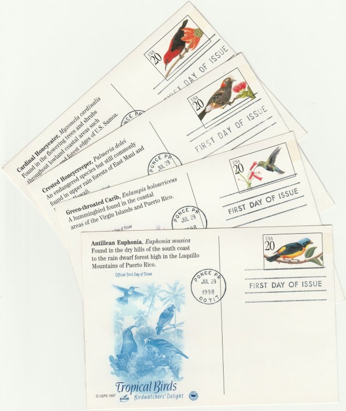 Scott# UX293-296 4 ArtCraft t& The Postal Com. Soc. FDC Picture Postal Cards