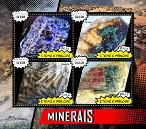 SAO TOME - 2019 - Minerals - Perf 4v Sheet -Mint Never Hinged