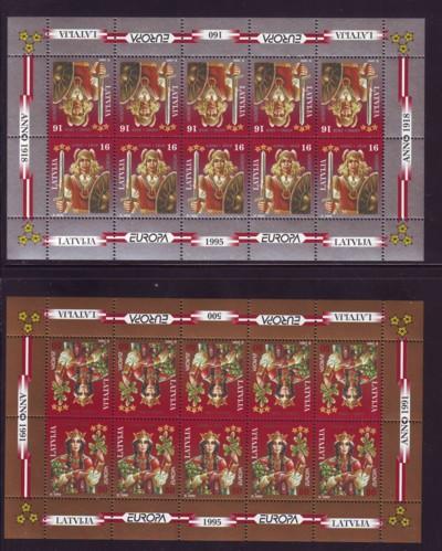 Latvia Sc 407-408 1995 Europa stamp set in full sheets mint NH