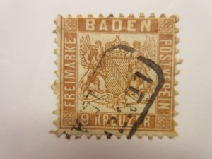 German States BADEN Scott 23a bister USED Lot11 Cat $90