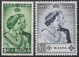 MALTA SG249/50 1949 ROYAL SILVER WEDDING SET MTD MINT (r)