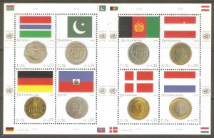 UN VIENNA Sc# 387 MNH FVF Sheet of 8 Flags