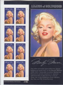 1995 Marilyn Monroe (Scott 2907) Blk 8 with sheet pane MNH