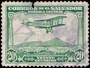 El Salvador Scott C12 Mail Plane over San Salvador Used