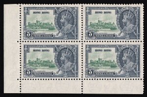 HONG KONG 1935 KGV Silver Jubilee 5c VARIETY EXTRA FLAGSTAFF MNH ** block