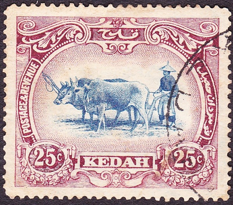 MALAYA KEDAH 1921 25c Blue & Purple SG33 Used