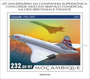 Mozambique - 2021 Concorde 45th Anniversary - Stamp Souvenir Sheet - MOZ210118b4