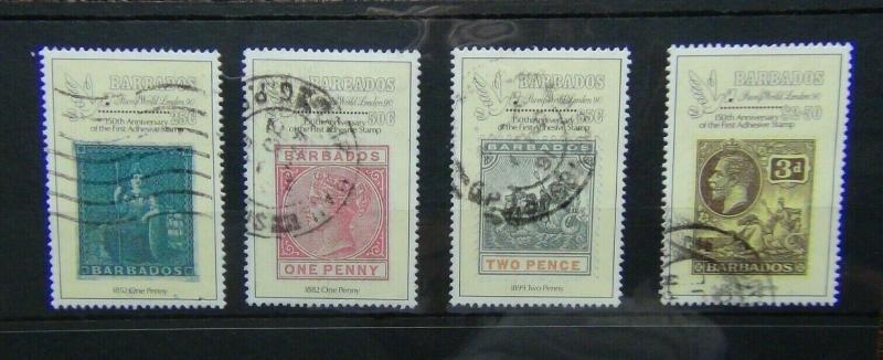 Barbados 1990 150th Anniversary of Penny Black and Stamp World London set Used