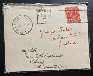 1938 Adelaide Australia Mourning Cover To Calcutta India With Card 