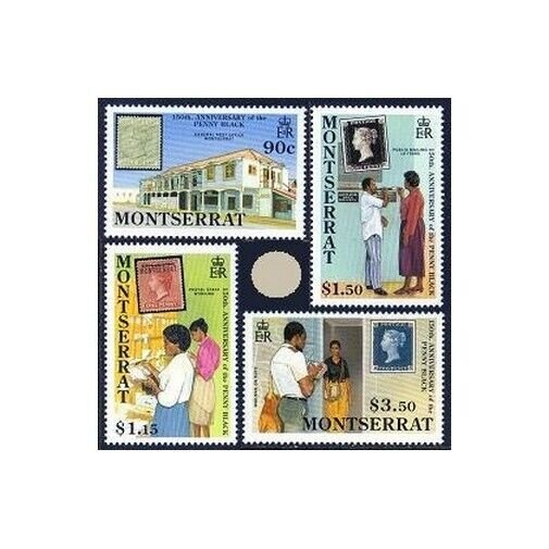 Montserrat 741-744,745, MNH. Mi 776-779, 780 Bl.57. Penny Black, 150th Ann.1990.